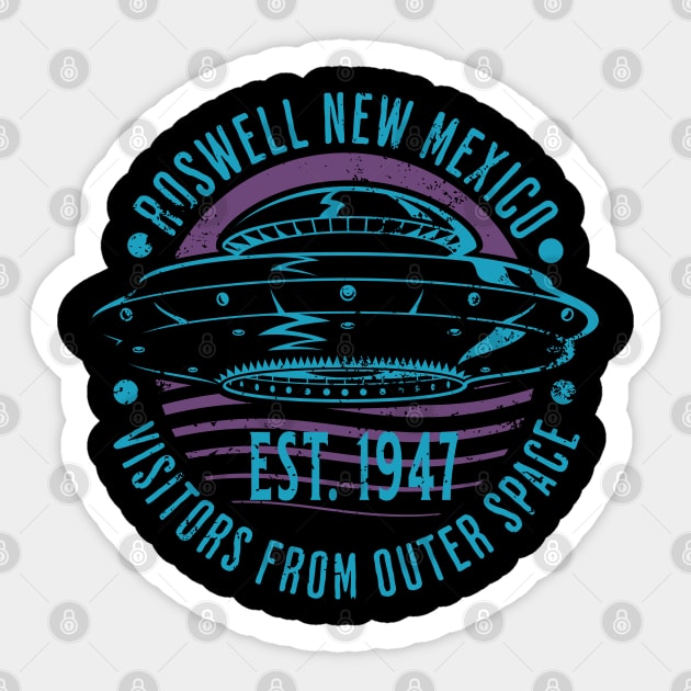 Roswell incident 1947 flying saucer distressed grunge Sticker by SpaceWiz95